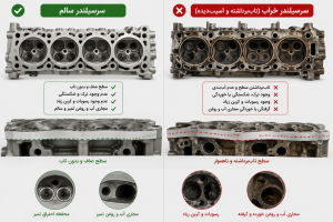 مقایسه وضعیت یک سرسیلندر سالم با نمونه
